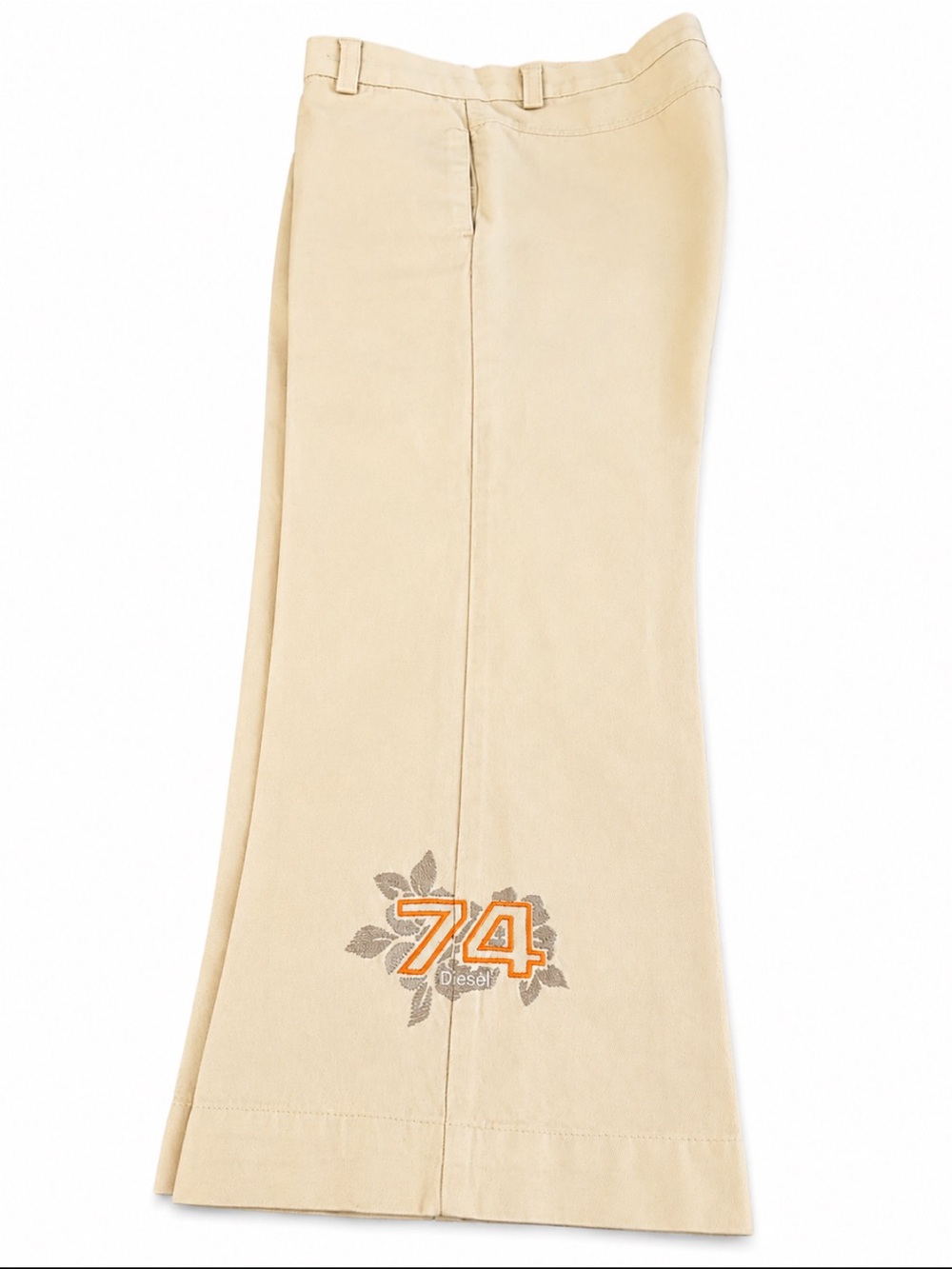 Diesel Tulong 74 Embroidered Wide Leg Crop Jeans 28 Italy